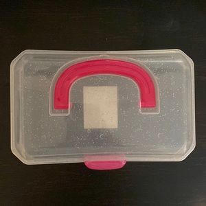sparkly pink storage bin